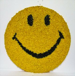 Vtg Melted Plastic Popcorn Happy Smiley Face Wall Art 70 