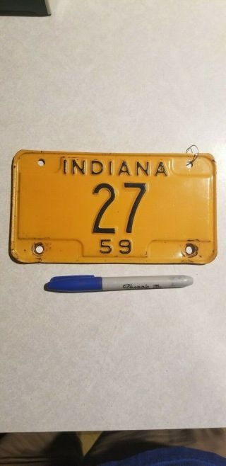 2 Digit 1959 Indiana Motorcycle License Plate Digit 27