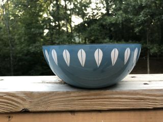 Catherine Holm Enamel Lotus Bowl 8” Blue W/ White Petals