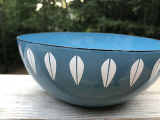 Catherine Holm Enamel Lotus Bowl 8” Blue w/ white petals 5