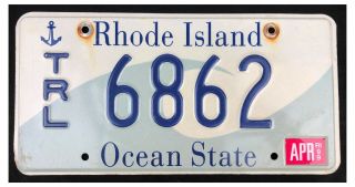 Rhode Island 1999 Private Trailer License Plate 6862