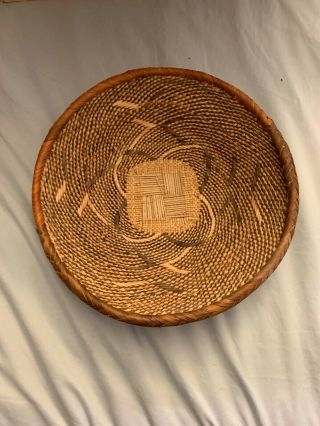 Vintage 10 " Straw Woven African Basket