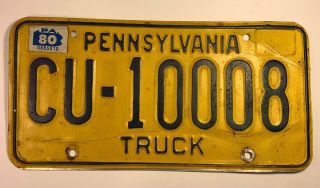 1980 Pennsylvania Truck License Plate