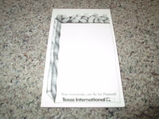 Vintage Texas International Airlines Notepad Now Everybody Can Fly For Peanuts