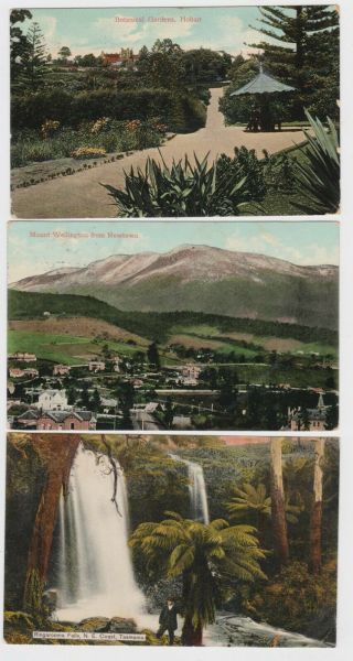 3 X Old Postcards 2 Hobart Views & Ringarooma Falls Tasmania - 1908