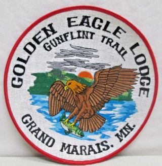 Large Golden Eagle Lodge Gunflint Trail Embroidered Patch Grand Marais Minnesota