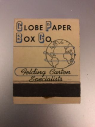 Globe Paper Box Co.  St.  Paul Minnesota Vintage Matchbook Travel Souvenir