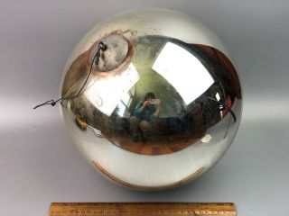 Antique Huge 11 " Mercury Glass Silver Christmas Ball Ornament