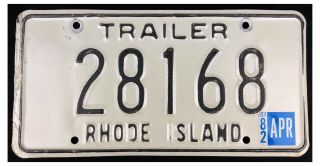 Rhode Island 1982 Private Trailer License Plate 28168