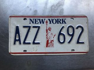 Single Vintage York State Statue Of Liberty License Plate Azz692