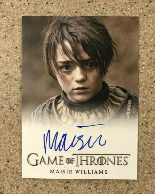 Game Of Thrones Season 3 Maisie Williams As Arya Stark Auto Autograph Card Full