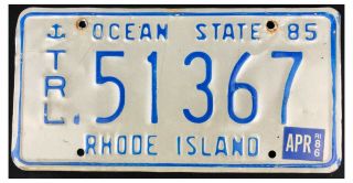 Rhode Island 1985 - 1986 Private Trailer License Plate 51367