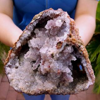 Spectacular 5 3/4 Inch Red Inclusion Quartz Crystal Stalactite Geode
