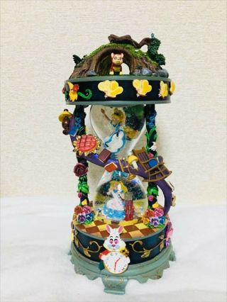 Disney Store Japan 25th Anniv.  Alice In Wonderland Snow Globe Dome Music Box