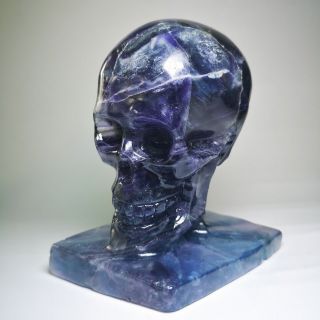 2.  9lb Natural Fluorite Hollow Out Skull Quartz Gift Hand Engraving T217