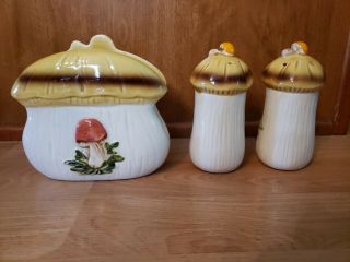 Vintage Sears Roebuck Merry Mushroom Salt and Pepper Shakers Napkin Holder 3