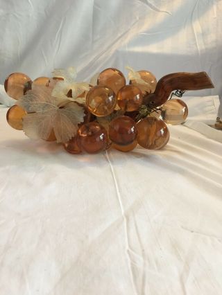 Vintage 1960s Mid Century Lucite Grape Cluster Peach/amber Color