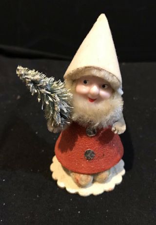 6 Shiny Brite Vtg Pipe Cleaner Elf Dwarf Gnome Chenille Japan Christmas Ornament 4