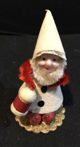 6 Shiny Brite Vtg Pipe Cleaner Elf Dwarf Gnome Chenille Japan Christmas Ornament 8