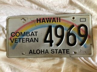 Hawaii State Combat Veteran License Plate.