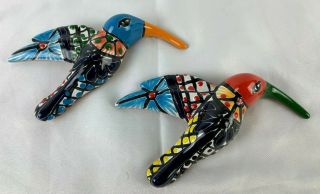 6 " Hummingbirds Wall Decor Mexican Talavera Ceramic Pottery Folk Art