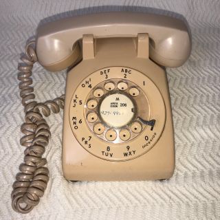 Vintage 70s Bell System Western Electric 500dm Rotary Dial Telephone Phone Beige