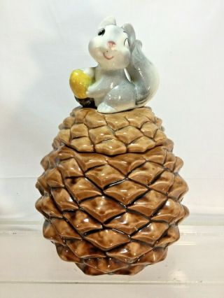 Metlox Squirrel On Pinecone Vintage Cookie Jar Marked On Bottom Made In Usa (cl)