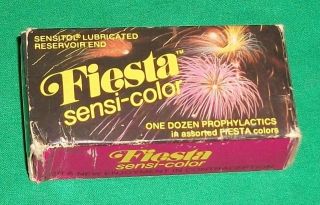 Retro Fiesta Paper Box Prophylactic Rubber Case Condom Firework Adult Risque Vtg