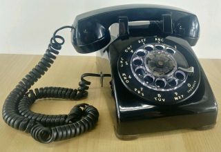 Vintage Bell Western Electric Black Rotary Dial Desk Phone Hard Wire Cd 500 3 - 61