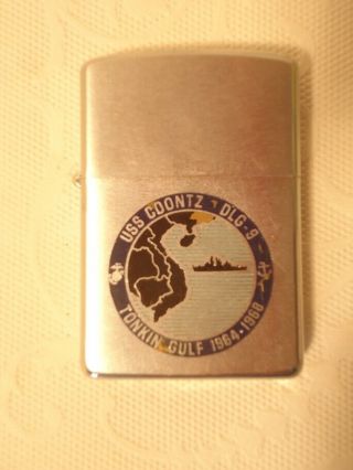 1967 Zippo Lighter Navy Uss Coontz Dlg - 9 Tonkin Gulf 1964 - 1968 War Hero