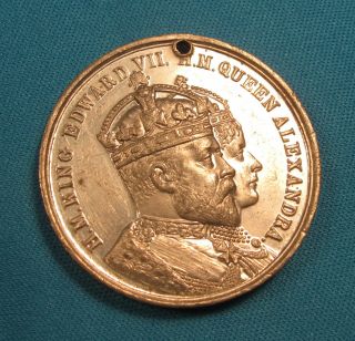 King Edward Vii Queen Alexandra Visit To Alnwick Uk 1906 Souvenir Coin Medal