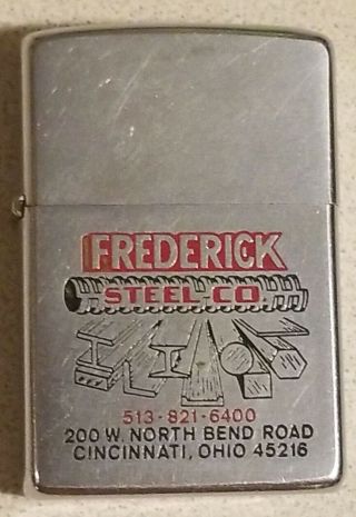 Frederick Steel Company Vintage 1976 Zippo Lighter Cincinnati Ohio