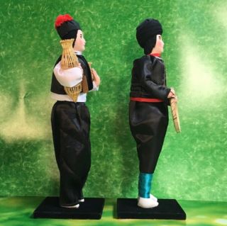 2 Man dolls ethnic oriental Thai hill tribe culture costume 4