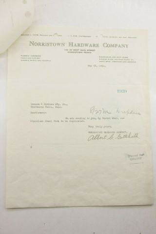 1933 Lamson Goodnow Norristown Hardware Co Norristown Pa Letter Ephemera P922h