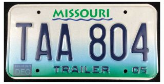 Missouri 2005 Three Year Trailer License Plate Taa - 804
