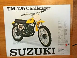 Suzuki Tm - 100 Contender Tm - 125 Challenger Brochure Vintage Motocross Motorbike