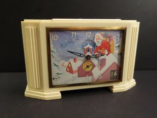 All Antique Japy Santa Claus Bakelite Clock & Music Box France 1948