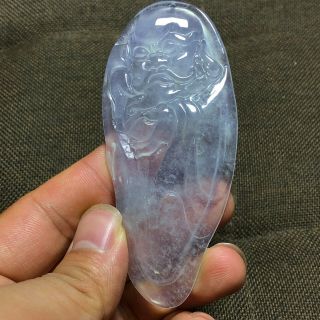 Chinese Collectible White Ice Jadeite Jade Handwork Bodhidharma Amulet Pendant