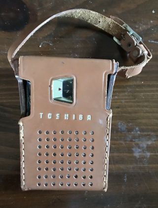 Vintage Toshiba Transistor Radio 6TP - 309a/ Leather Case Good Sound 2