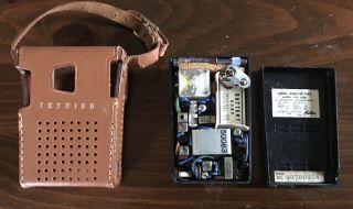 Vintage Toshiba Transistor Radio 6TP - 309a/ Leather Case Good Sound 6