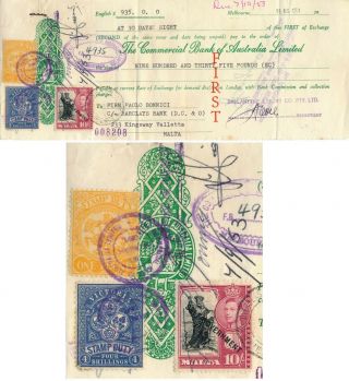 Victoria 1953,  Bill Of Exchange With 2 Duty Revenues Combo With.  B242
