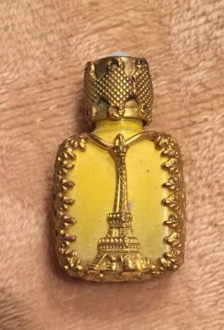 Vtg Filigree Miniature Perfume Bottle Eiffel Tower W Glass Stirring Rod