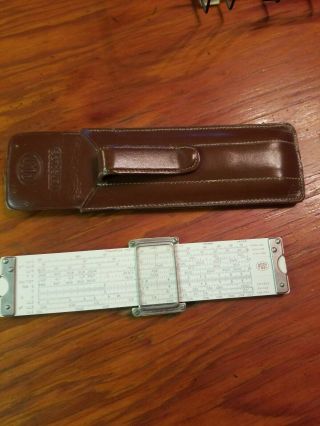 Vintage Post 1460 Versalog Japan Slide Rule With Brown Leather Case