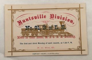 Antique Rr B Of Le Membership Card Brotherhood Locomotive Engineers Huntsville