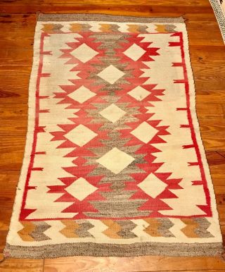 Navajo Double Saddle Blanket,  Neat Arrow Tail Border,  C.  1930,  Nr
