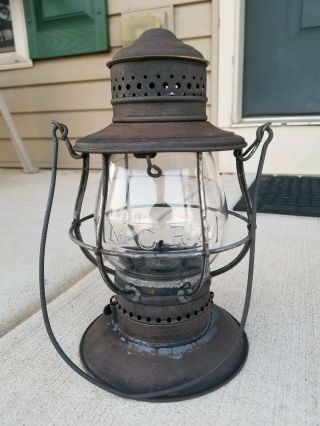 C T Ham Brass Top Bell Bottom Railroad Lantern Mcrr Globe