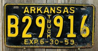 1959 Arkansas " Truck " License Plate (rusty Right Bottom Corner)