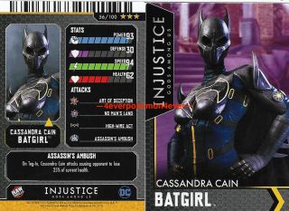 Injustice Arcade Dave And Busters Gold Card 56 Cassandra Cain Batgirl Nonfoil