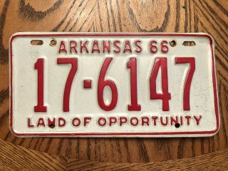 1966 Saline County Arkansas Vintage License Plate Tag Benton Bryant Haskell