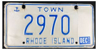 Rhode Island 1993 Town License Plate 2970
